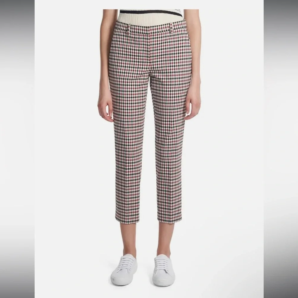 NWOT Theory Treeca, Ivory Multi Rye Portland Gingham Stretch Ankle Pants, SIZE 2 - Picture 2 of 6